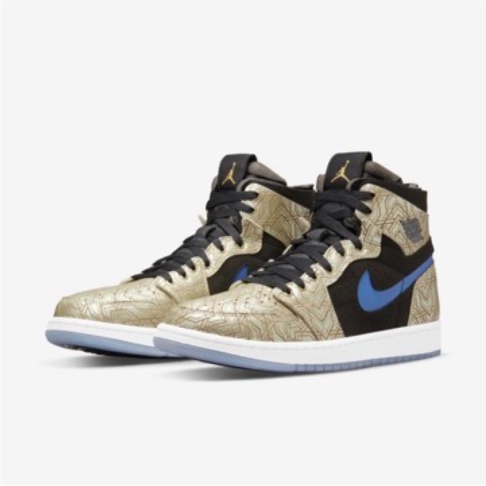 Air Jordan 1 Zoom Air Gold/Blue/Black Sneakers BN with Box Size 7.5 Men’s